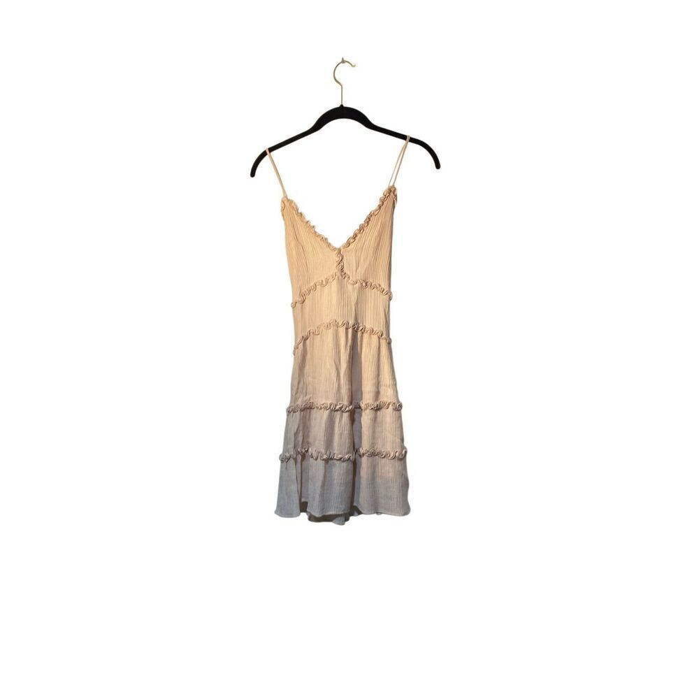 Love tree beige, tiered, ruffle, trim, baby doll, mini dress size M